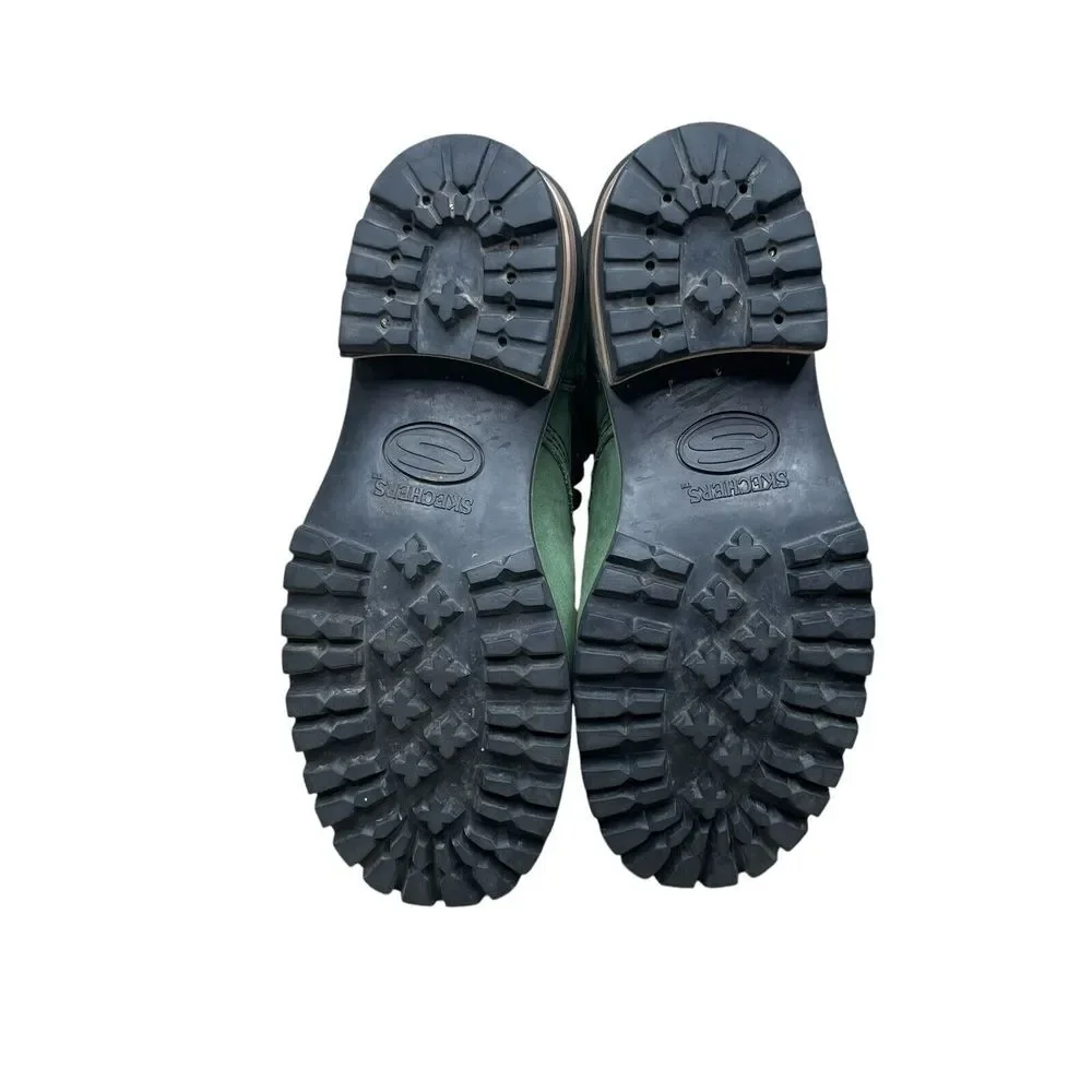 VTG Y2K Skechers Dark Green Suede Combat Boots Womens 8 Lace Up Grunge Rare Find - Picture 11 of 12